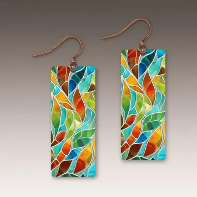 HM12CE Seaglass Mosaic Banner Handmade Earrings