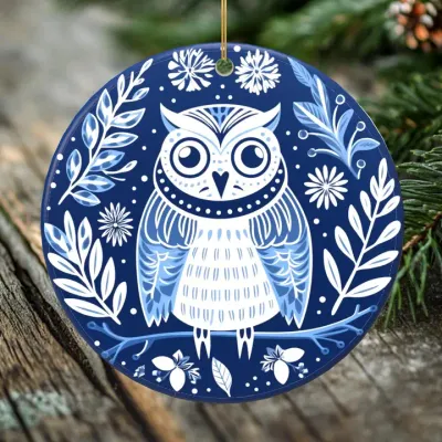 Snowy Owl Ornament Holiday Merch FINAL