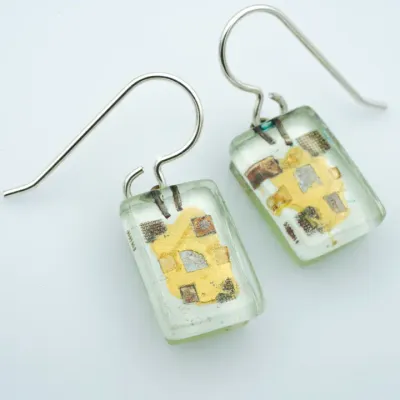 White Golden Phase Drop Dangle Earrings