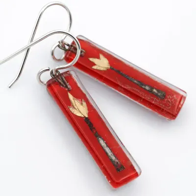 Silver Flower Bars Dangle Earrings