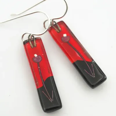 Night Flowers Medium Bars Dangle Earrings