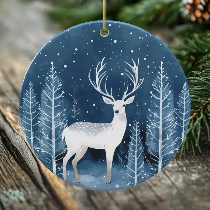 Snowy Stag Ornament Holiday Merch FINAL