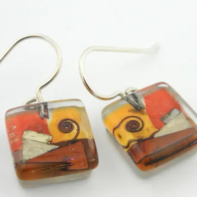 Santa Fe Snail Squares Dangle Earrings