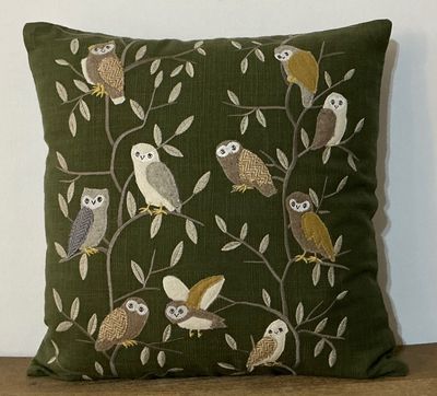 Pillow Applique/Embo 16" Owls Wise Parliament