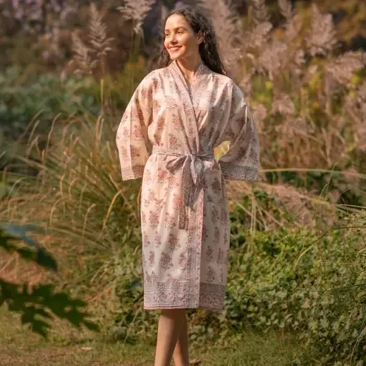 Indian Rose Cotton Kimono