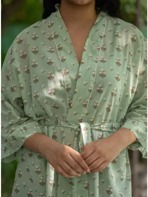 Chanderi Mint Green Cotton Kimono