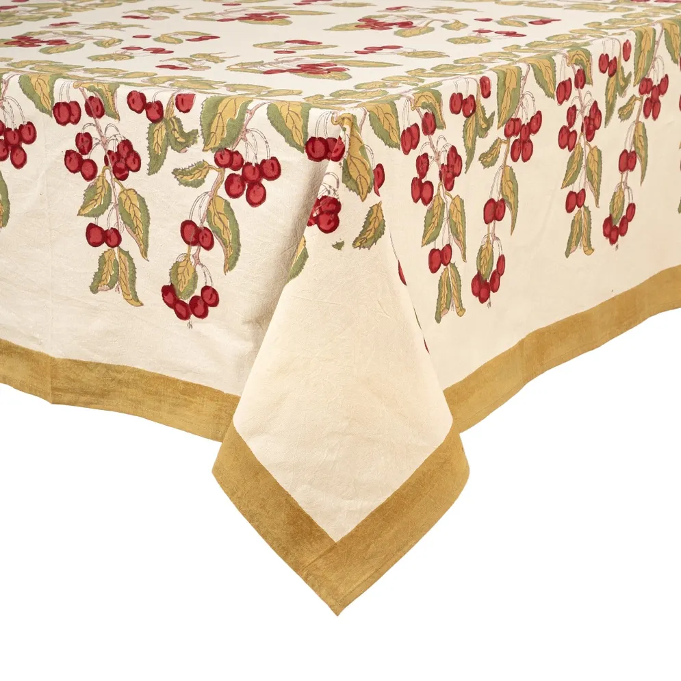 Cherry Tablecloth - Red/Green - 71" x 106"