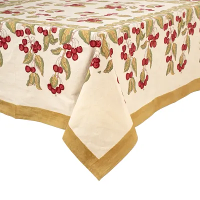 Cherry Tablecloth - Red/Green - 71" x 106"