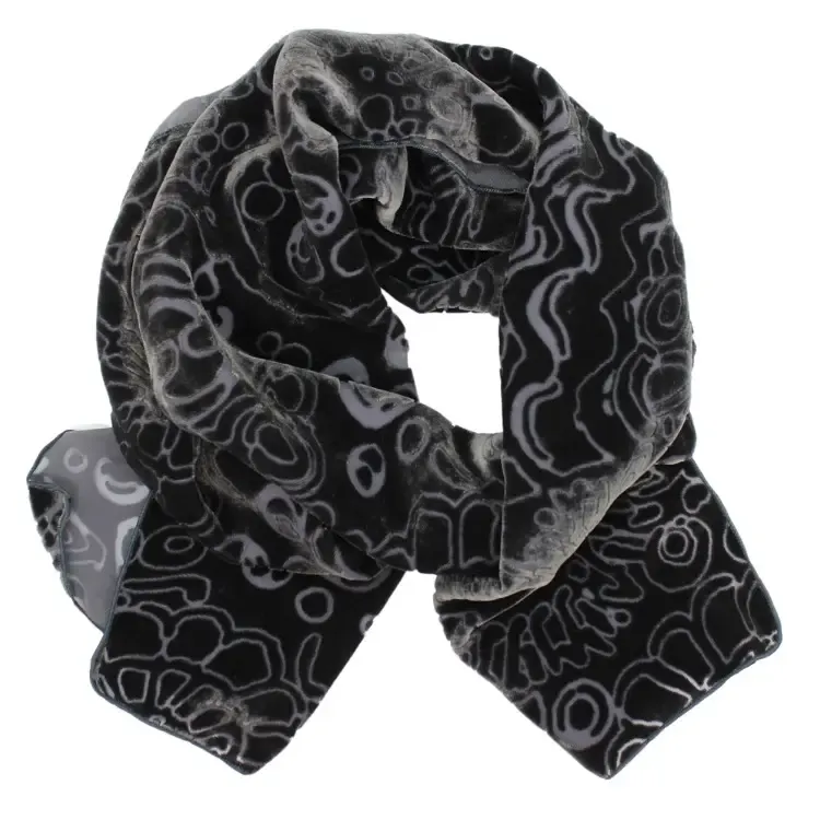 Burnout Velvet Scarf - Charcoal