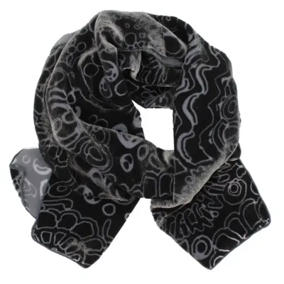 Burnout Velvet Scarf - Charcoal