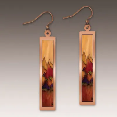 SH17SE Desert Mountains Fine Art Copper Showcase Rectangle Earrings