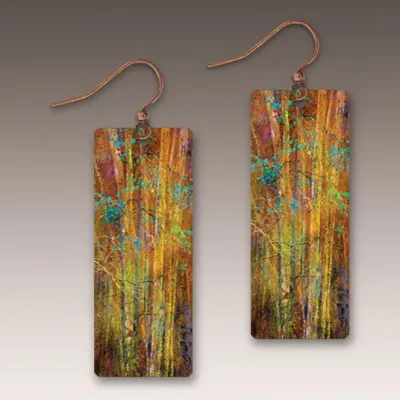 ME23CE Fall Branches Artistic Rectangle Earrings