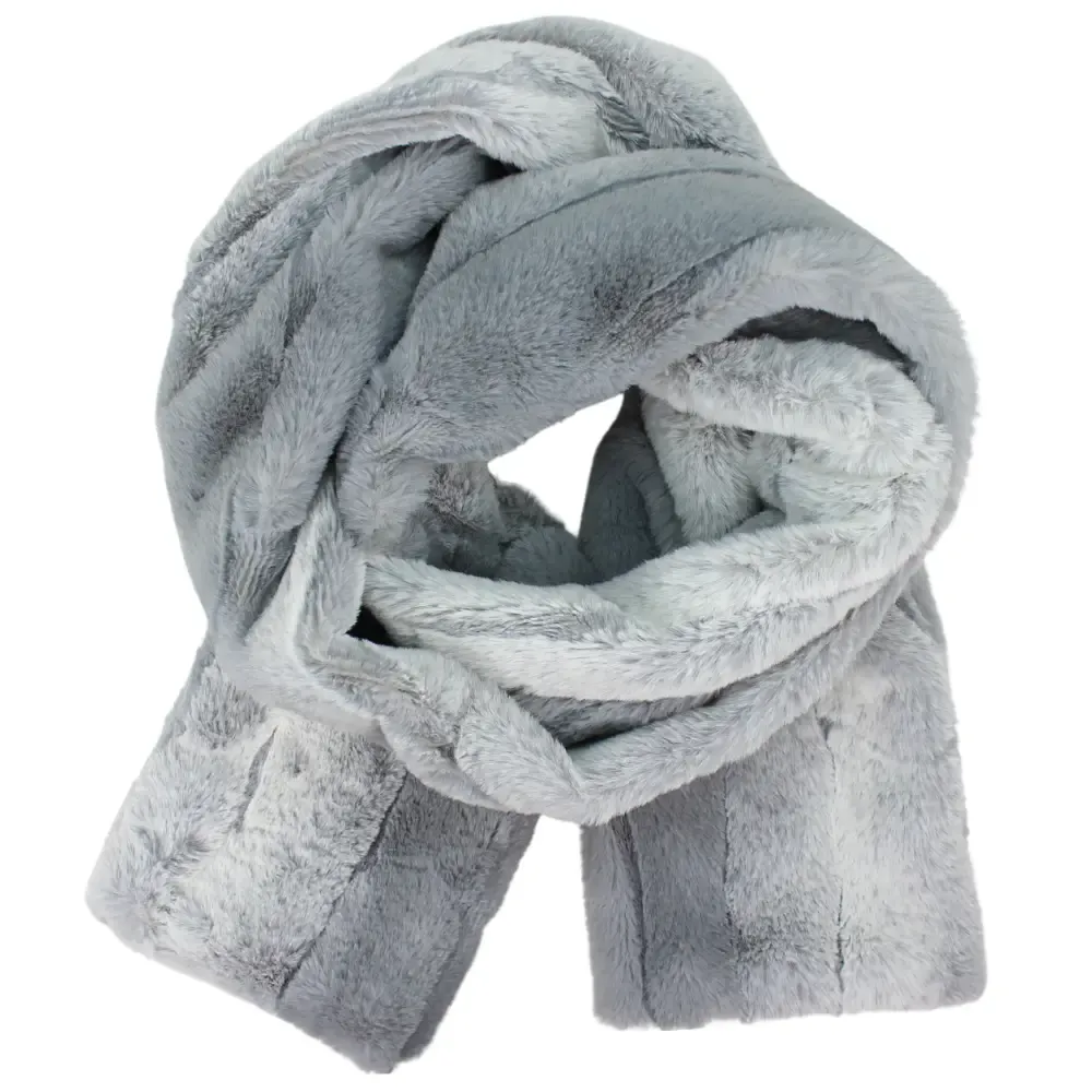 Faux Fur Oblong Scarf - 55 | Silver