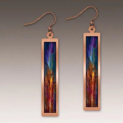 ME9SE Canyon Rust Abstract Copper Showcase Rectangle Earrings