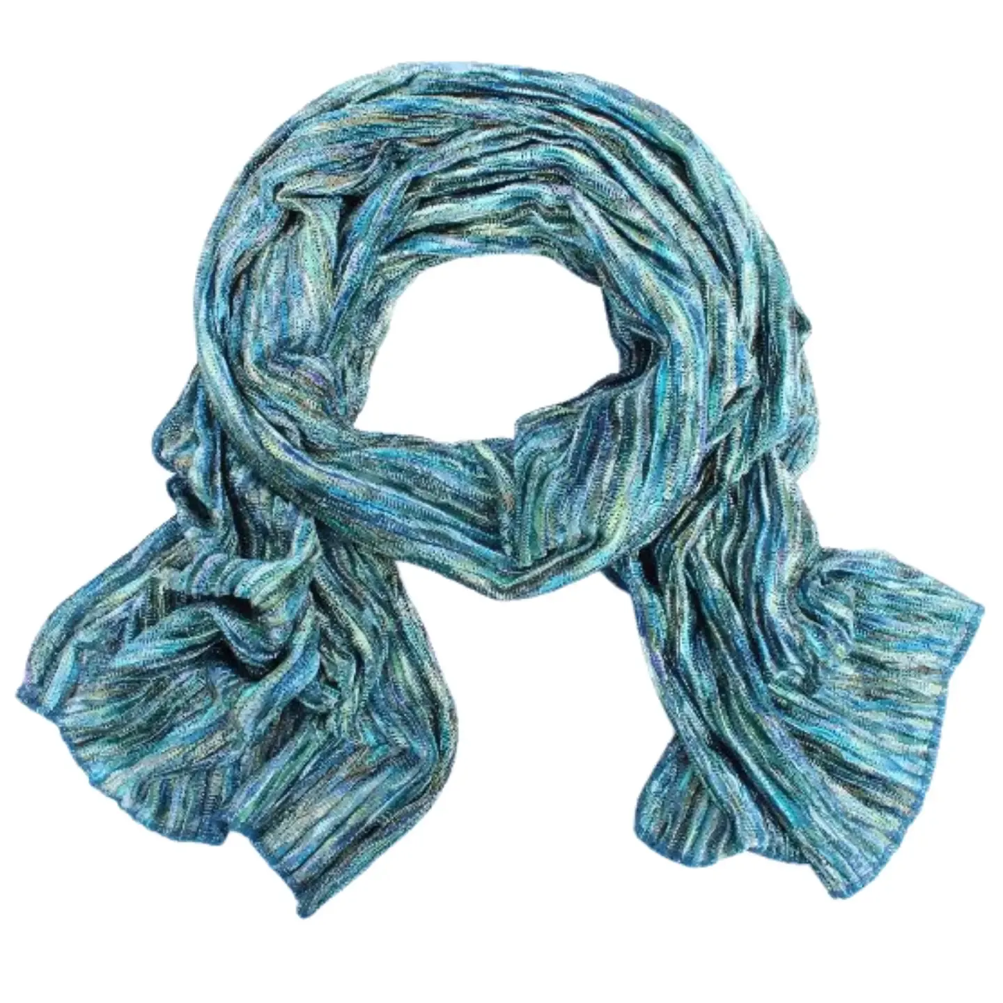 Multi Colored Knit Oblong Scarf - Teal