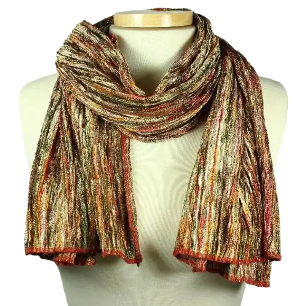 Multi Colored Knit Oblong Scarf - Pumpkin