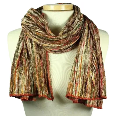 Multi Colored Knit Oblong Scarf - Pumpkin