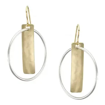 Rectangle with Interlocking Ring Earring