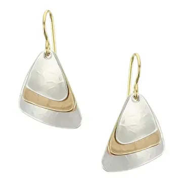 Small Layered and Dished Triangles Wire Earrings