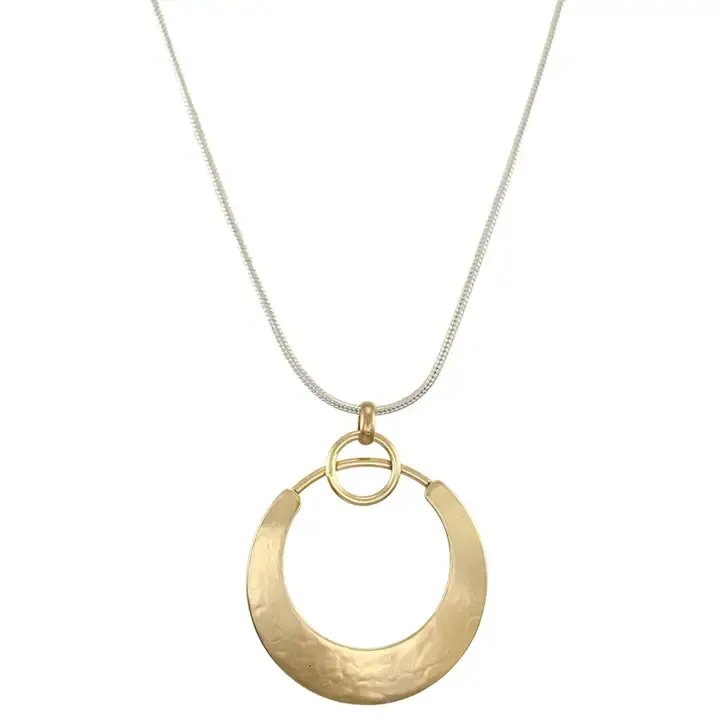 Crescent with Rings Long Necklace