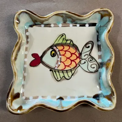 Fish Sq Candle Plate