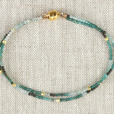 B-2966 GOLD MAGNETIC BRACELET - 7” GRANDIEDERITE 2 STRAND