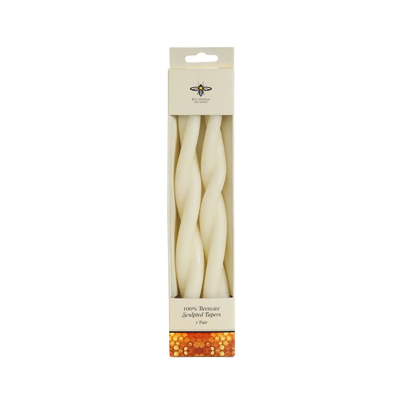 Twisted Taper Candles – 100% Pure Beeswax – Hand-Dipped - Ivory