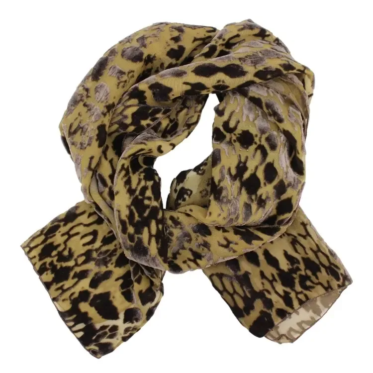 Burnout Velvet Scarf - Beige Snake