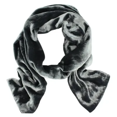 Silk Velvet Oblong Scarf - Charcoal