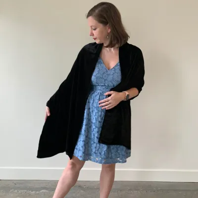 Silk Velvet Wrap, Lightweight Velvet Shawl - Black