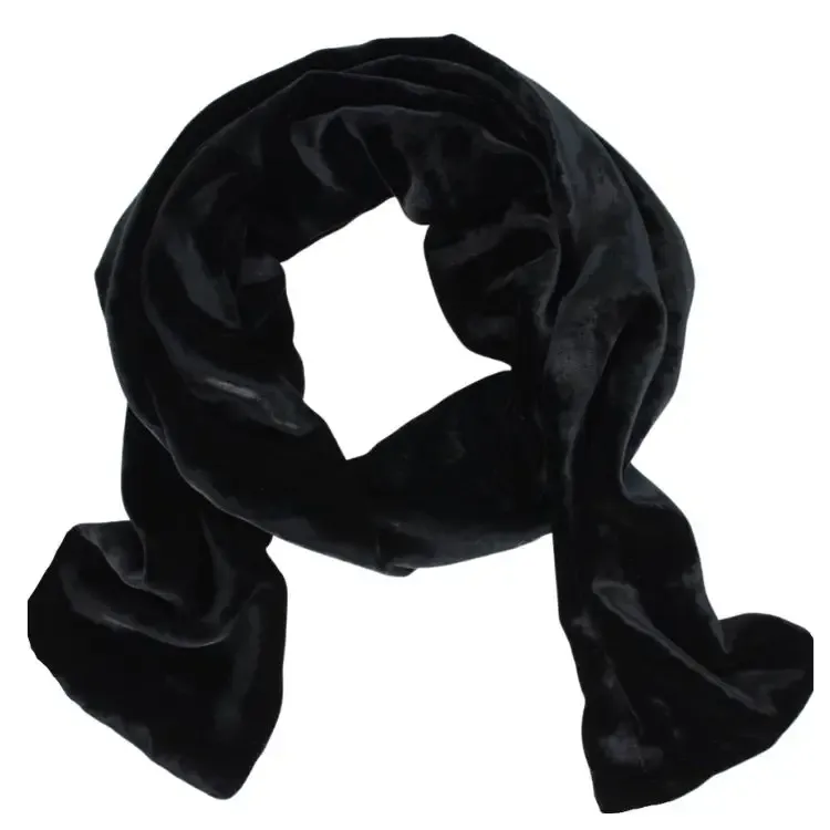 Silk Velvet Oblong Scarf - Black
