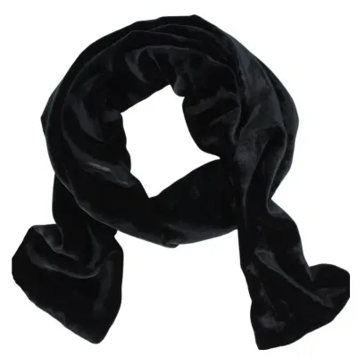 Silk Velvet Oblong Scarf - Black