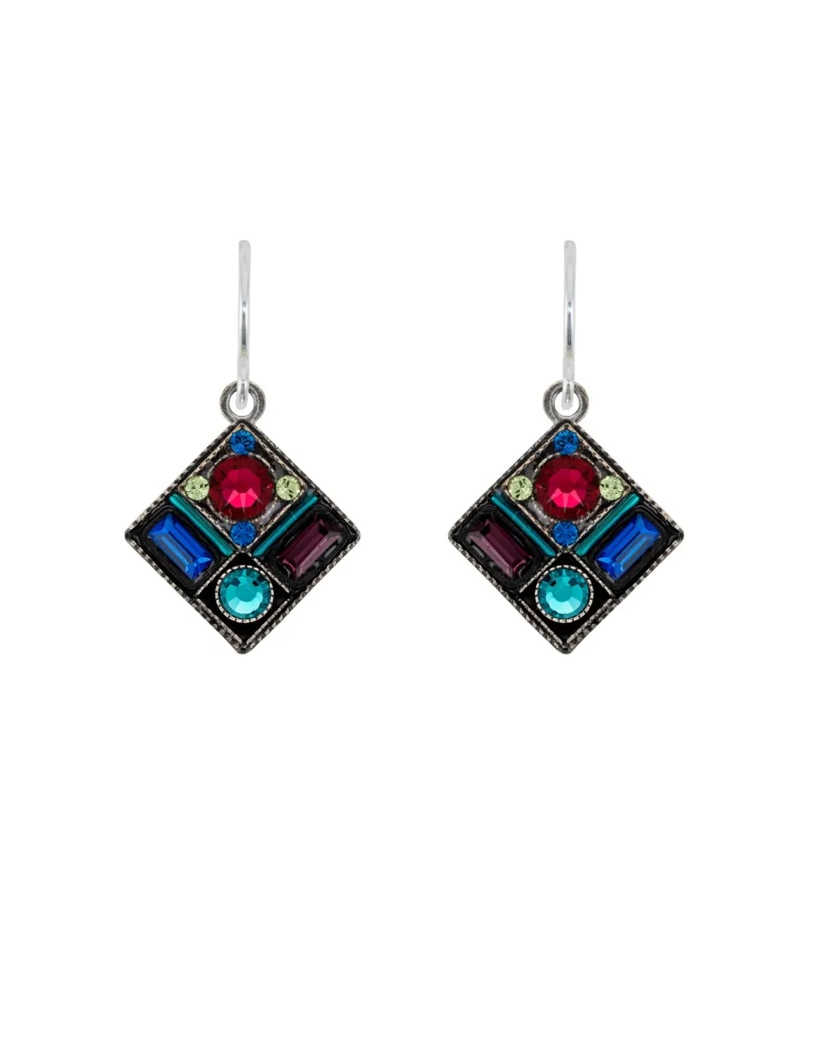 E784-JT Rainbow Diamond Shape Earrings