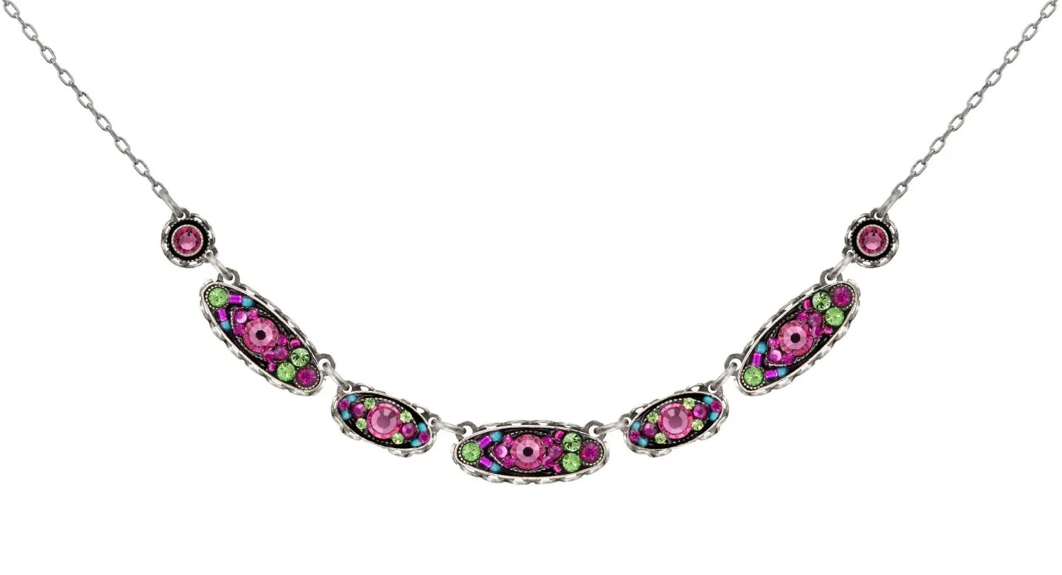 9147-ROSE Sparkle Oval Necklace