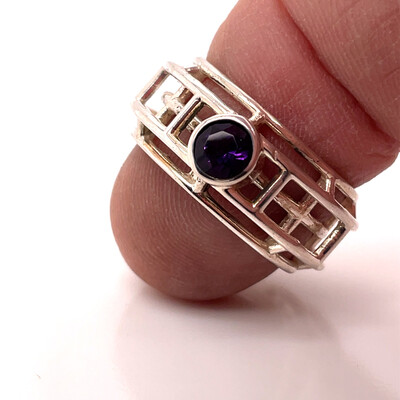 Caged- Sterling Silver Amethyst Ring.