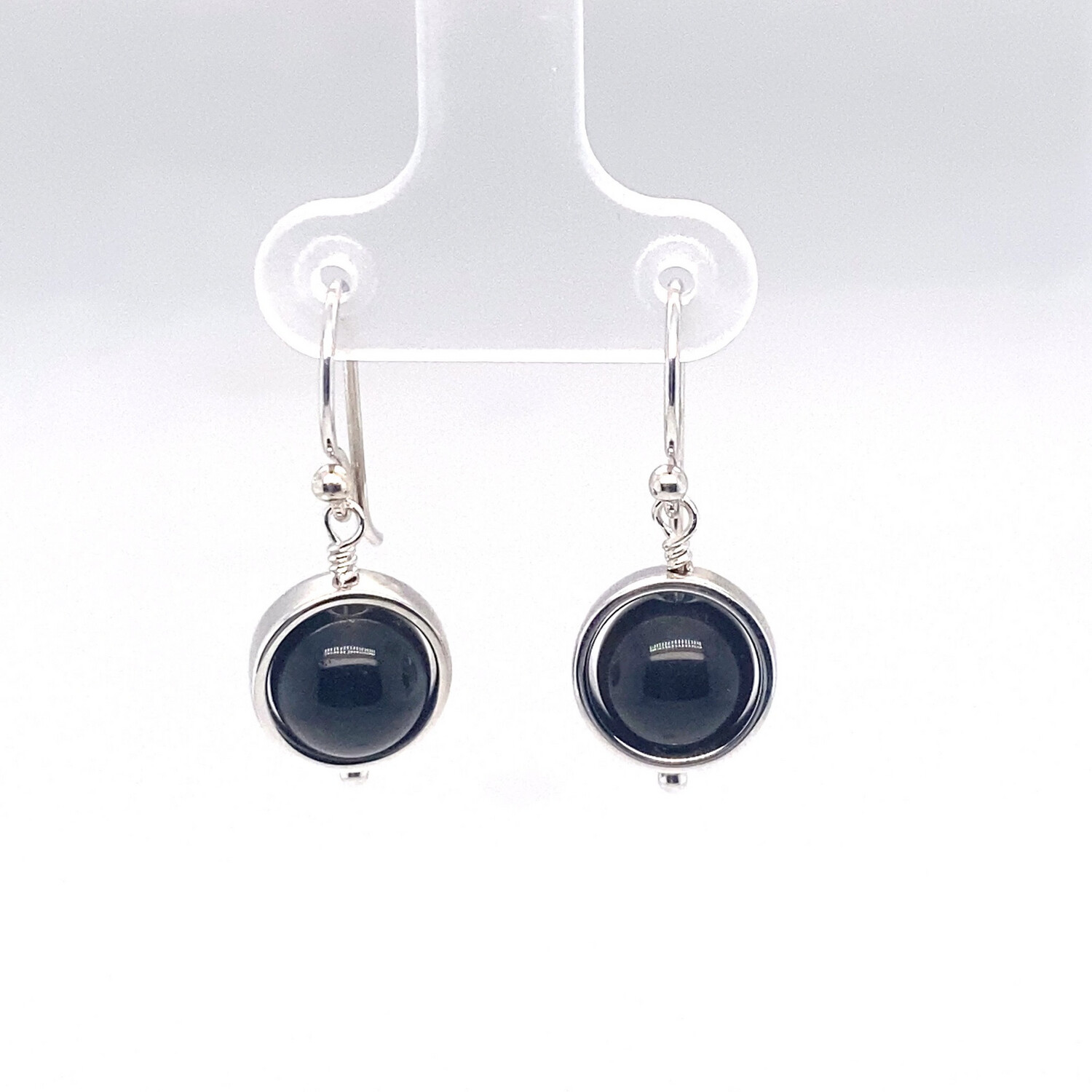 Silver Sheen Obsidian Earrings