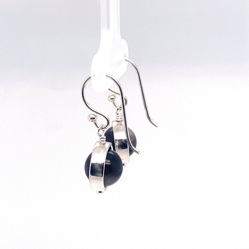 Silver Sheen Obsidian Earrings