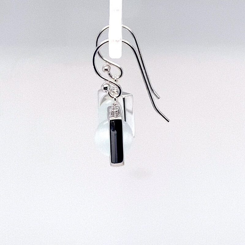 White Opal Square Earrings