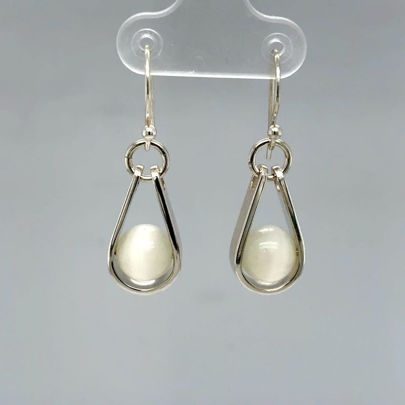 White Opal Drop Earrings