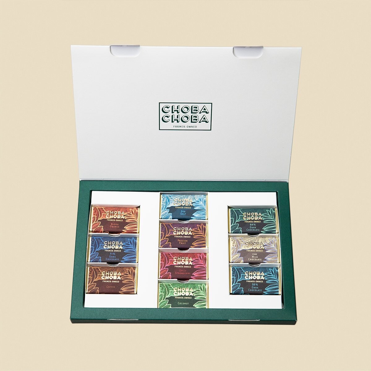 Choba Choba Degustations Box 20 Schokoladen Minitafel