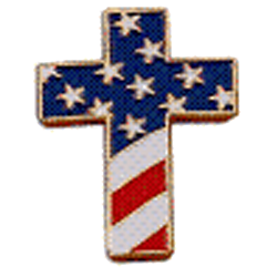 Flag and Cross Lapel Pin Set of 2