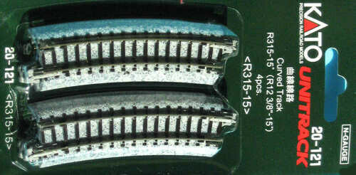 Kato Unitrak 20-121 (R315-15) Curved Track 15 Degrees - 4 pcs
