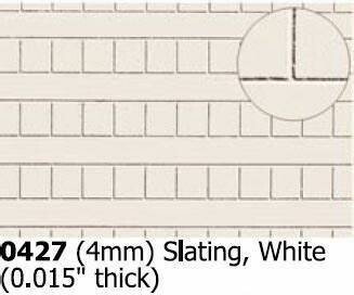 Plastikard 0427 4mm Slating White 0.015" thick Sheet
