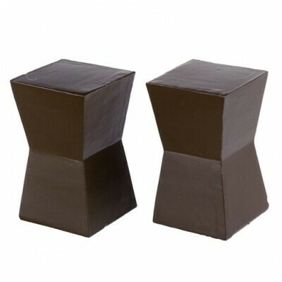 Modern Brown Resin Block Tables (pk2)