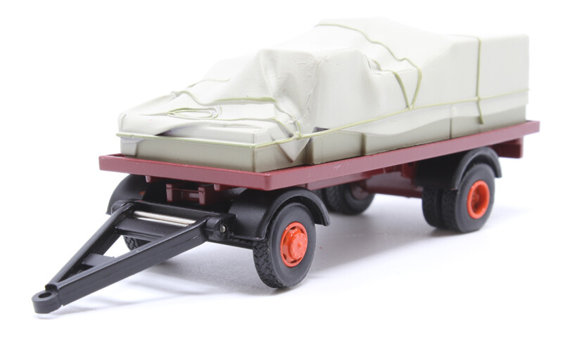 Oxford Diecast 76CTR002 Canvassed Trailer Maroon And Red