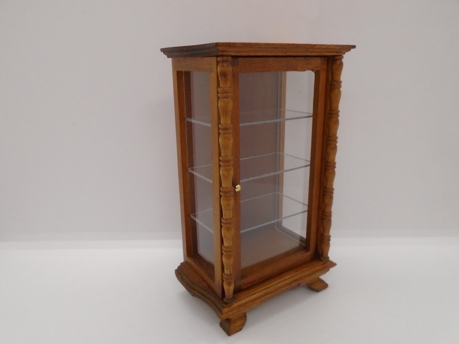 TEAK STYLE GLASS DISPLAY CABINET