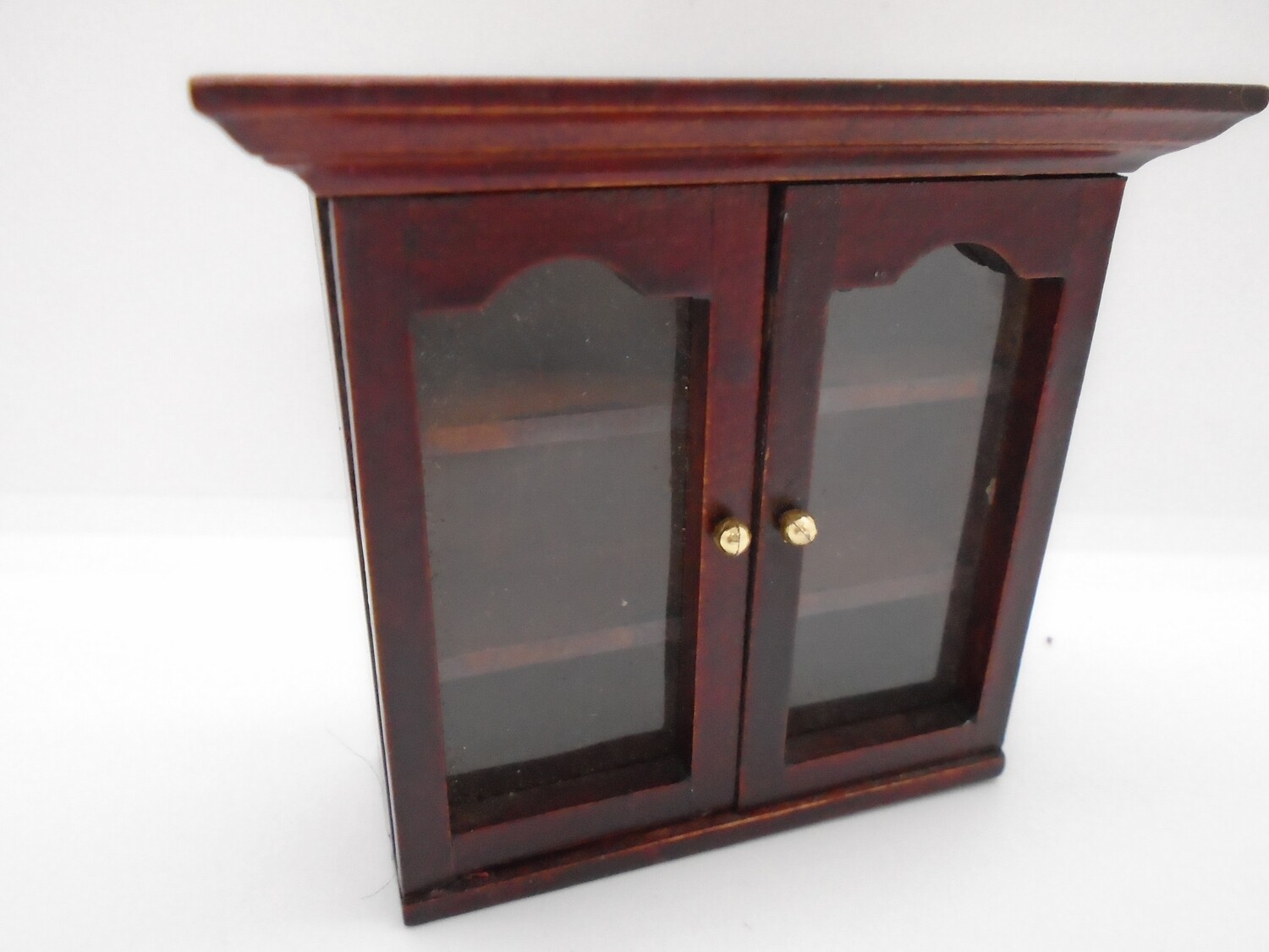 MAHOGANY GLASS FRONTED WALL CABINETS