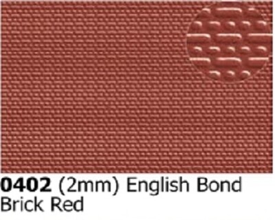 Plastikard 0402 2mm Scale English Bond Brick Red