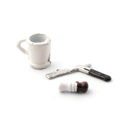 SHAVING SET, RAZOR, BRUSH AND MUG