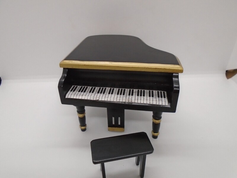 EBONY STYLE GRAND PIANO AND STOOL
